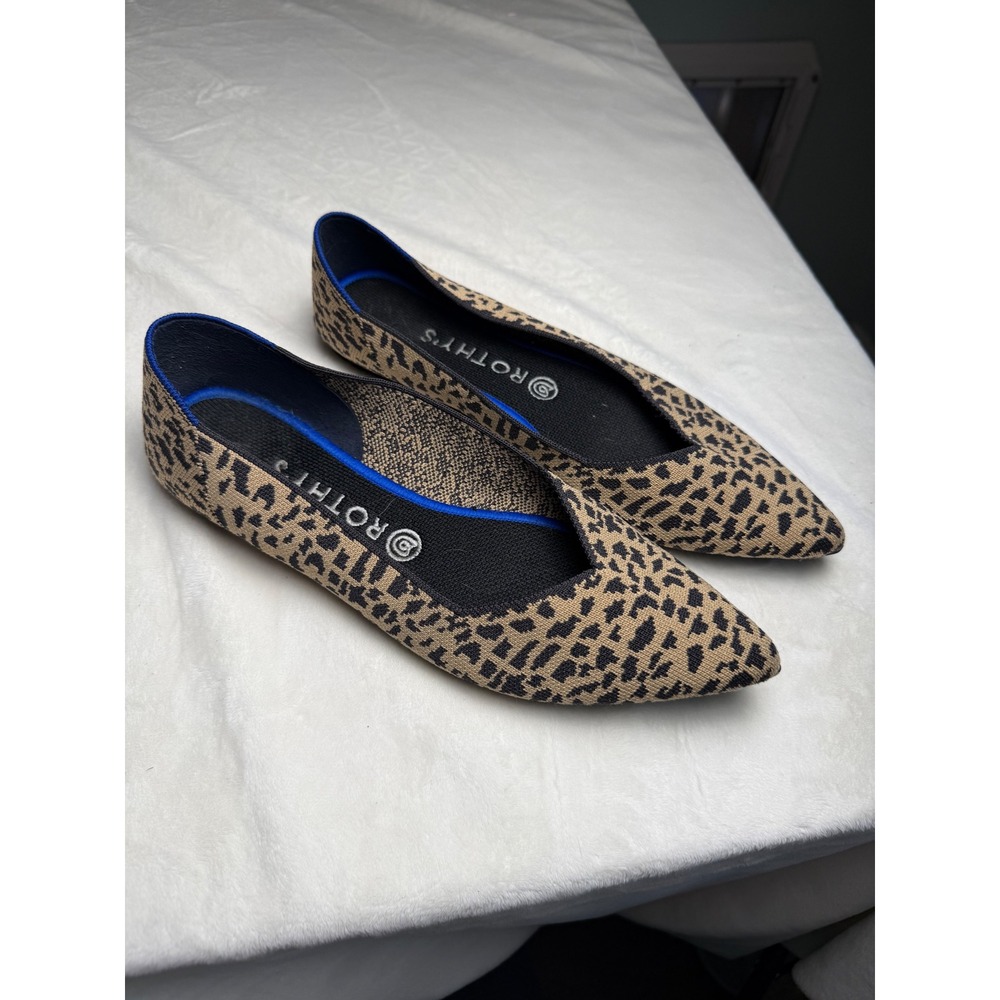 Rothys The Point Leopard Print Pointed Toe Flats Womens 10 Animal Print Shoes